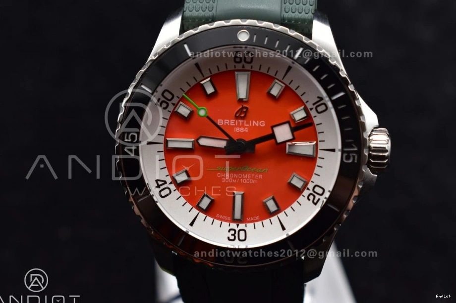 SS Rubber Best A2824 Automatic Dial on Orange Edition 42 Green 1:1 BLSF SuperOcean Strap 1113